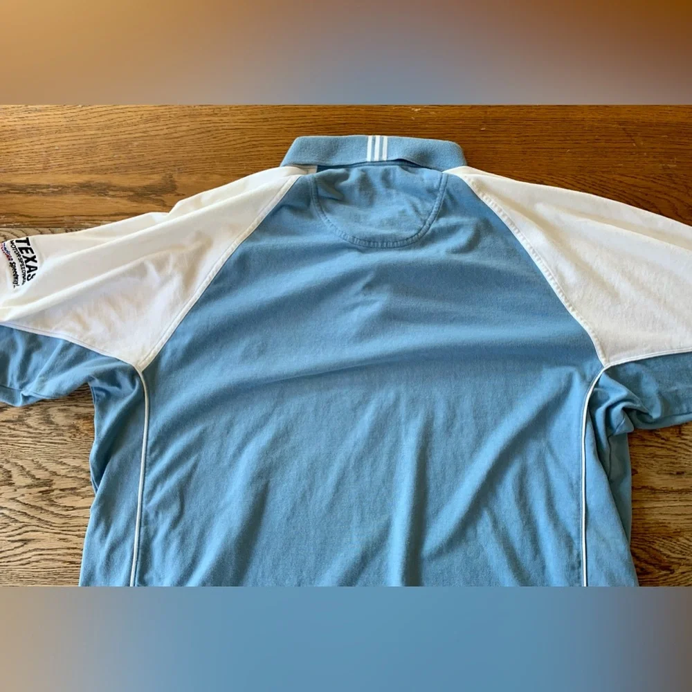 Adidas Climalite Polo Shirt L Texas Motor Speedway Golf Blue/white